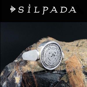 Silpada Etched Filp Side Sterling Silver Hammered Coin Ring